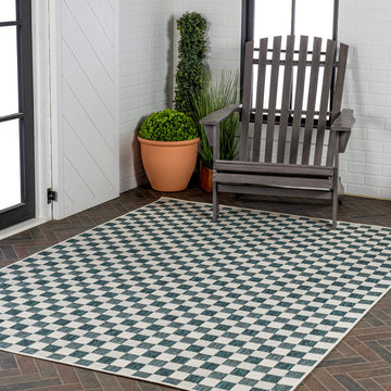 Aimee Traditional Cottage Checkerboard Indoor/Outdoor Area Rug